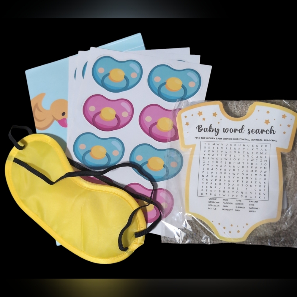 ❤️ Pin The Pacifier On The Baby with 25 Baby Search Cards Baby Shower Game Set